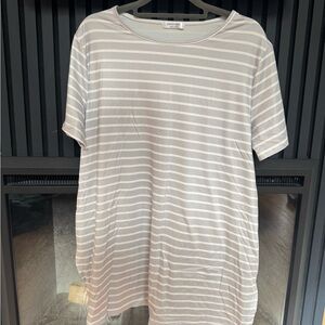 Casual Striped Short Sleeve Tee - Gray
